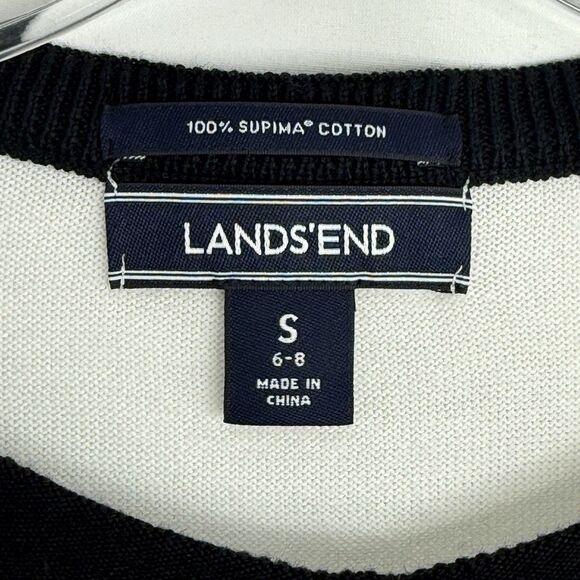 Lands End Womens Nautical Striped Cardigan Small Black White 100% Supima Cotton - Picture 5 of 16